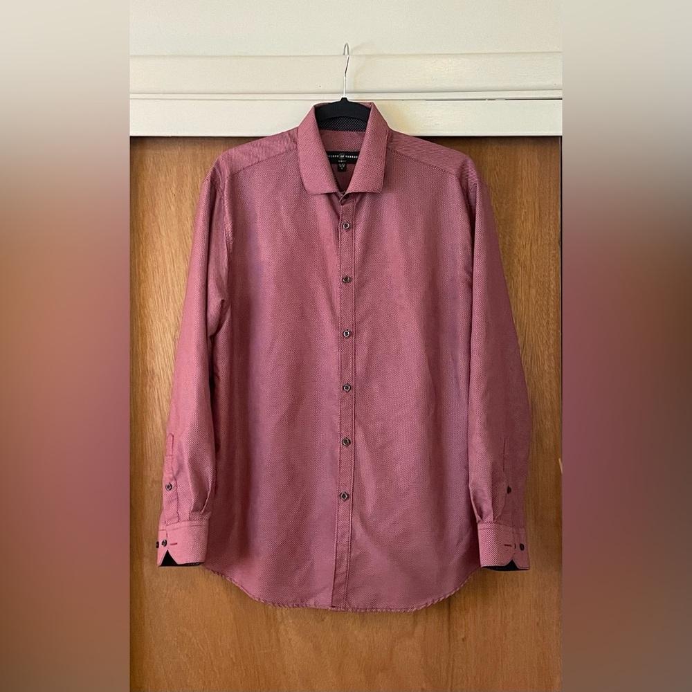 Society Of Threads Maroon Dress Shirt with Contrasting Cuffs